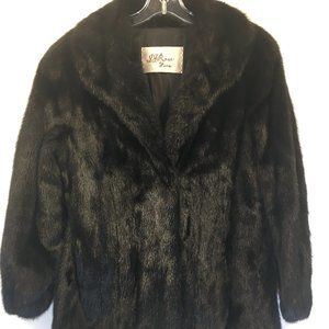 Classic MINK fur jacket Jet Black Women's Medium coat 420